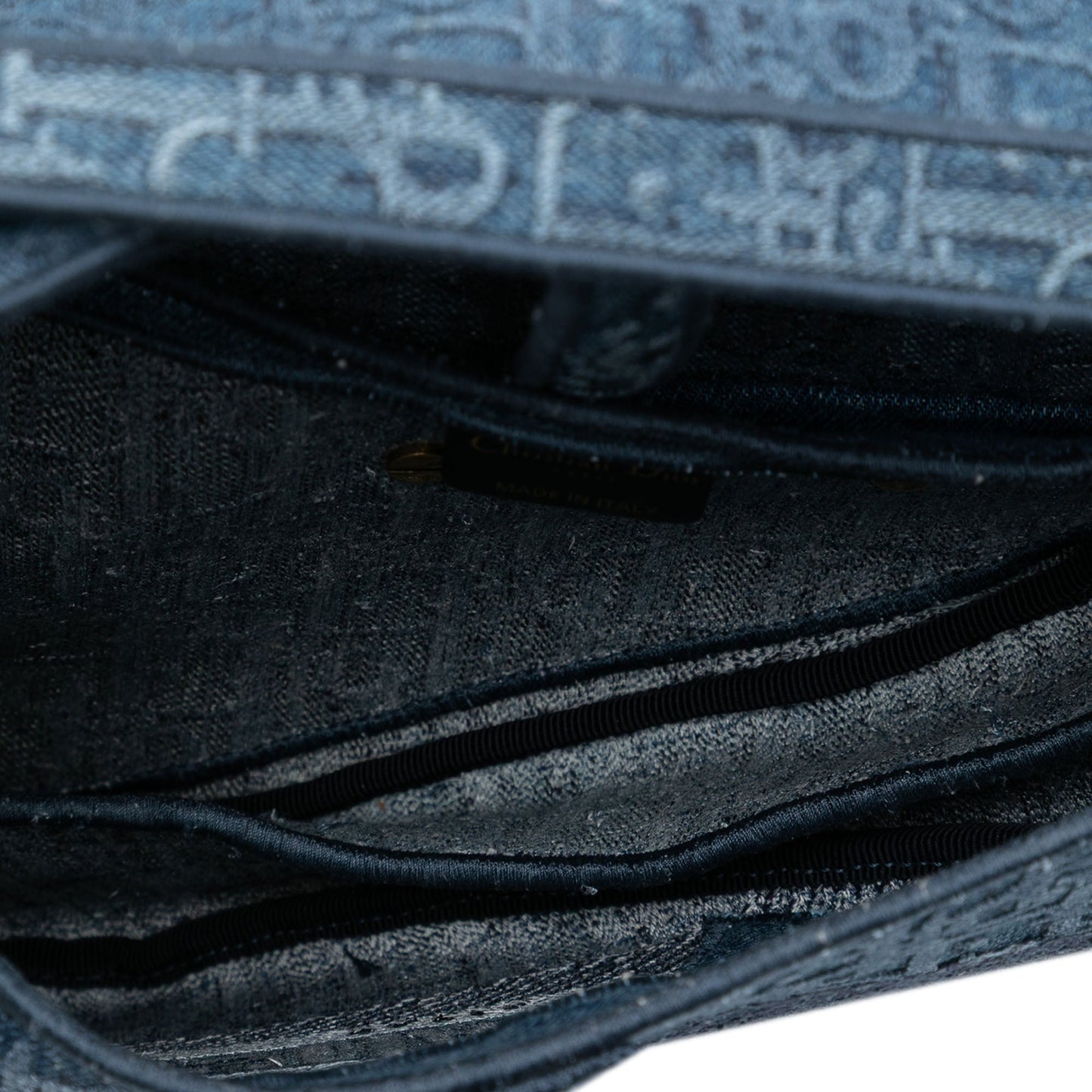 Dior Oblique Embroidered Denim Saddle Bag