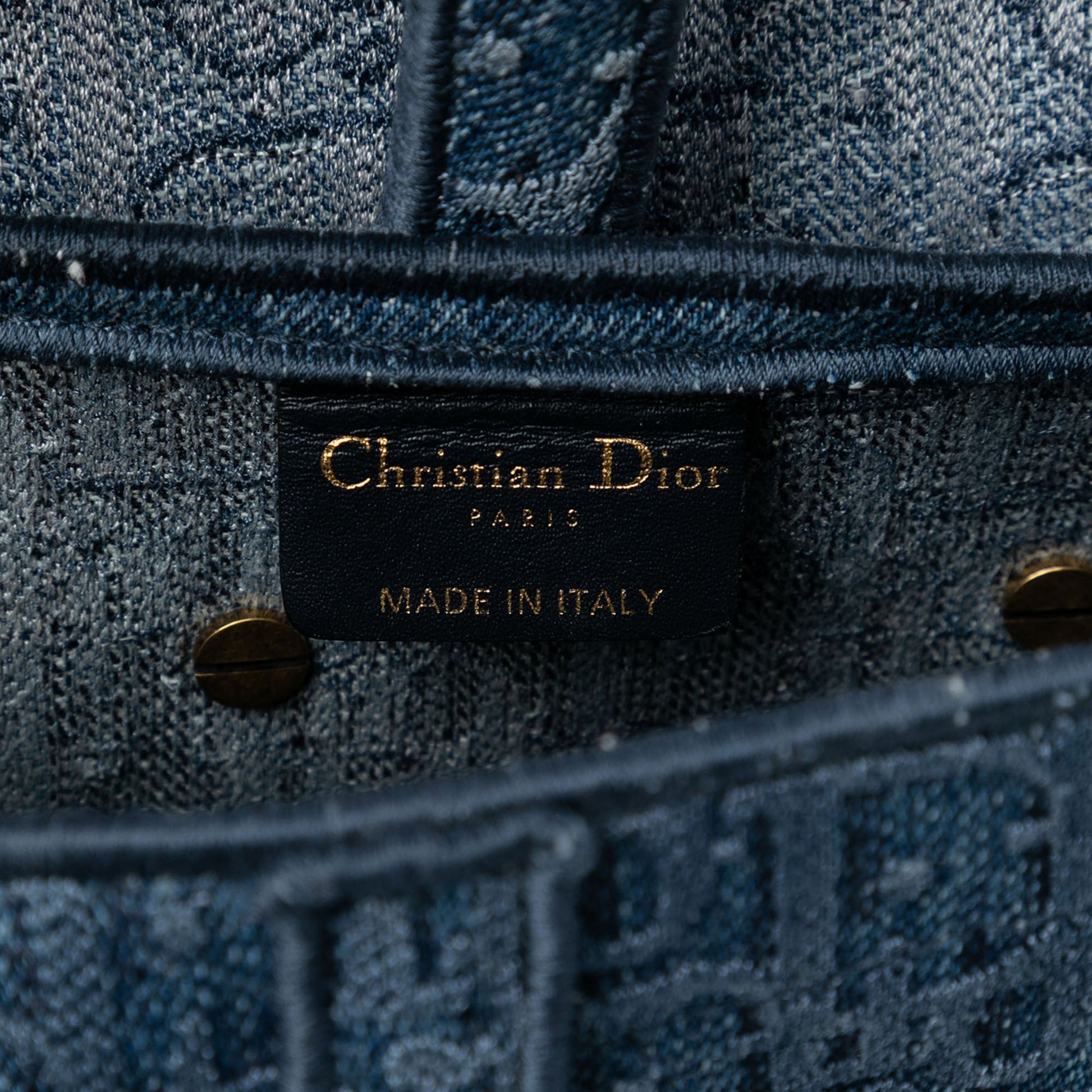 Dior Oblique Embroidered Denim Saddle Bag