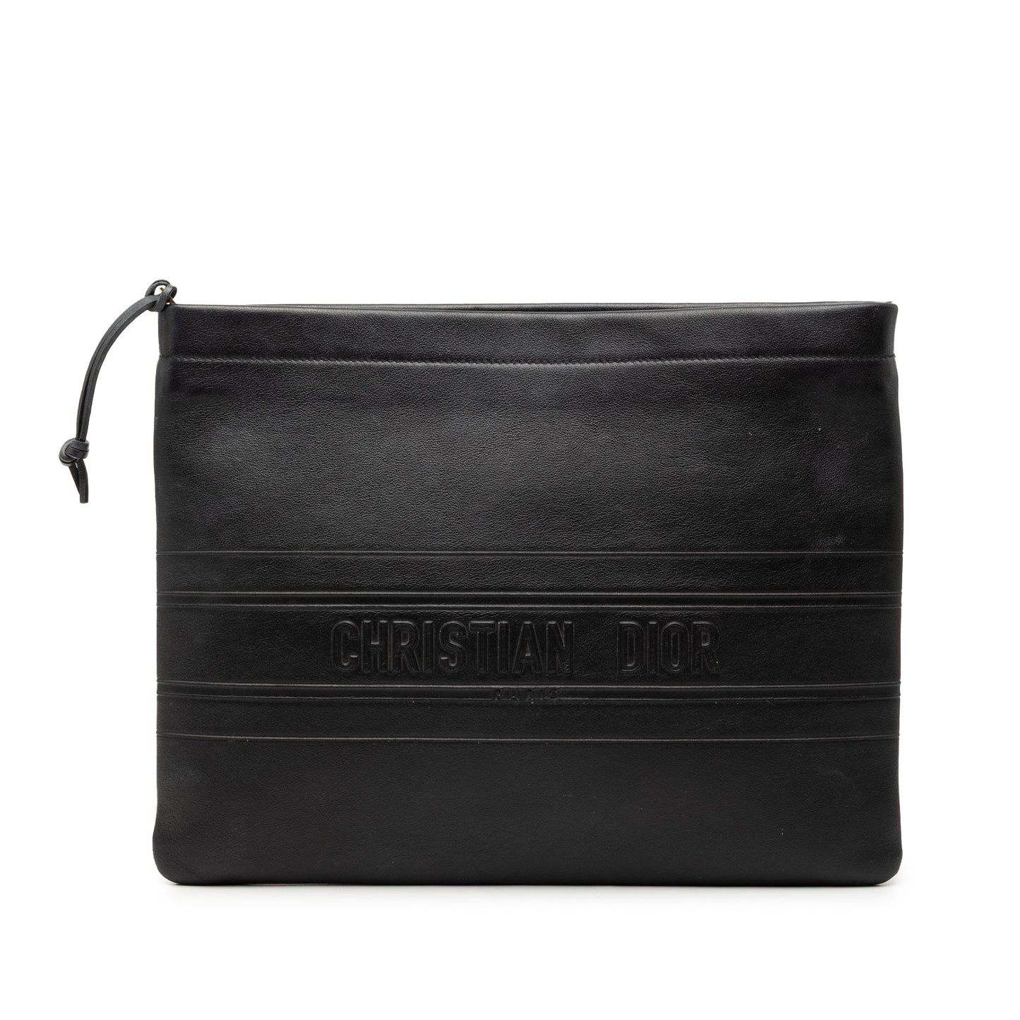 Dior Logo Embossed Leather Clutch