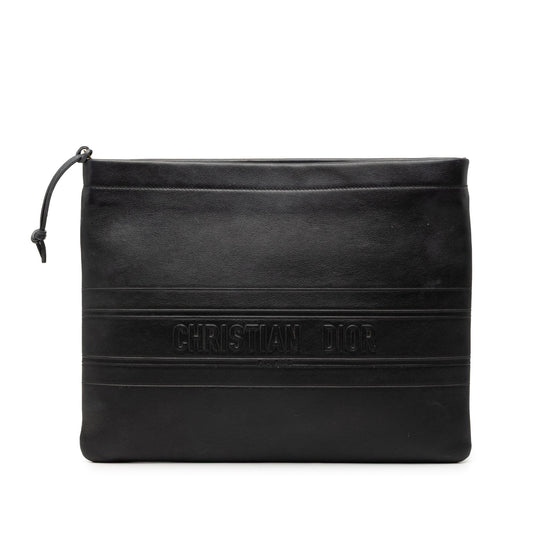 Dior Logo Embossed Leather Clutch