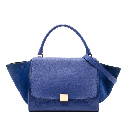 Celine Medium Calfskin and Suede Trapeze Satchel