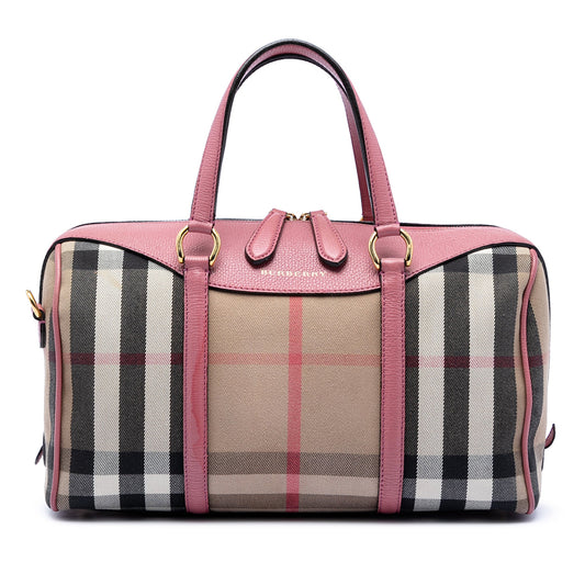 Burberry Medium House Check Canvas Derby Alchester Bowling Bag