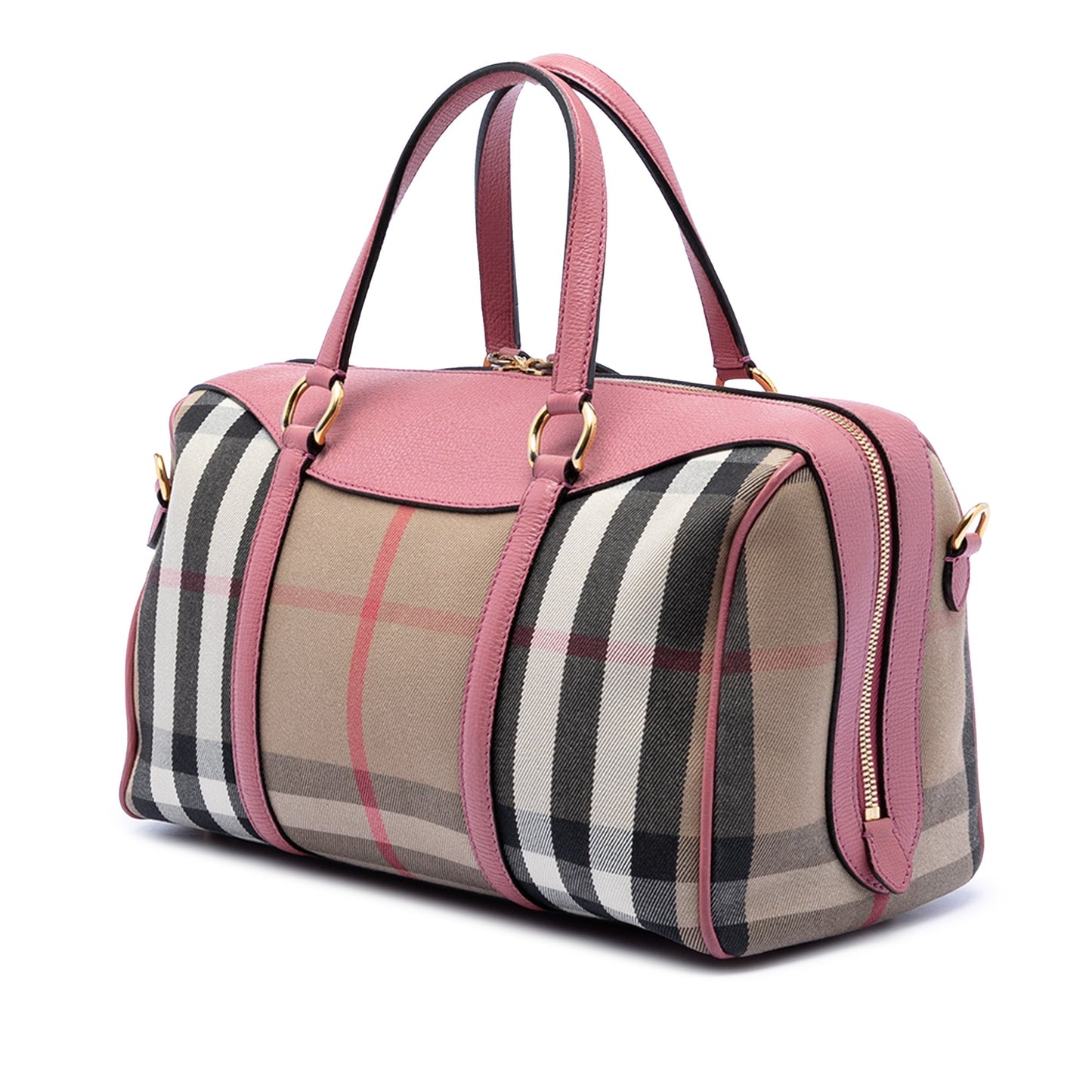 Burberry Medium House Check Canvas Derby Alchester Bowling Bag