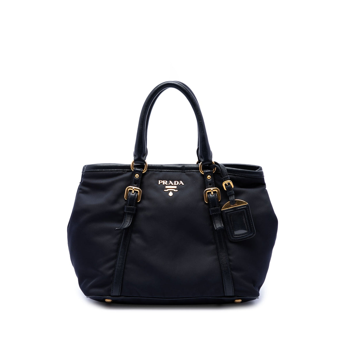 Prada Soft Calf Trimmed Tessuto Satchel