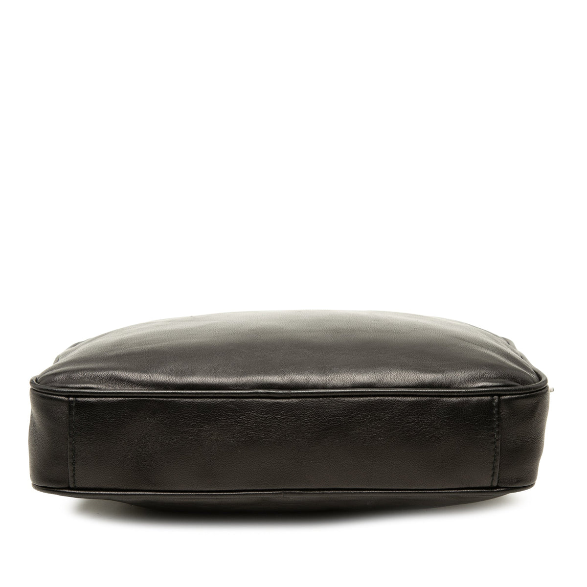 Prada Soft Calf Logo Wristlet Clutch — Black