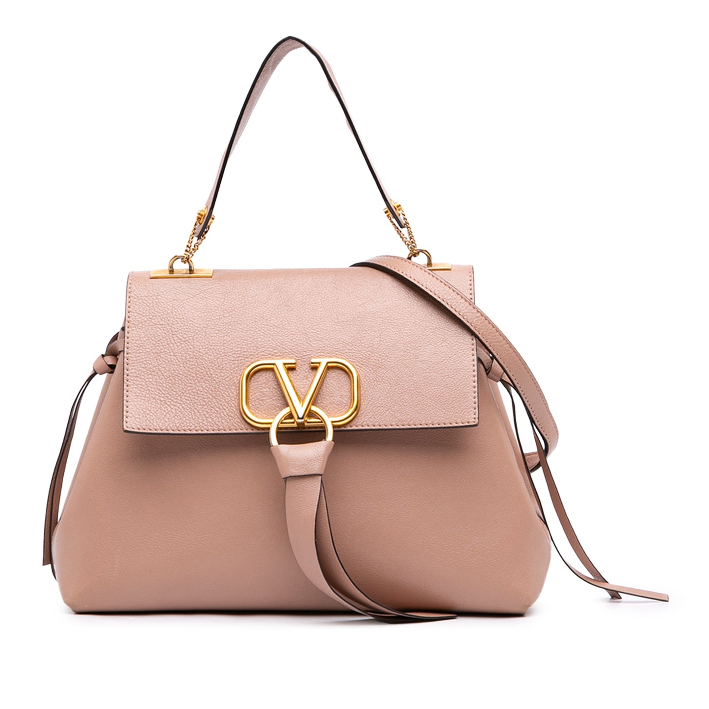 Valentino Medium Grained Calfskin VRing Top Handle Bag