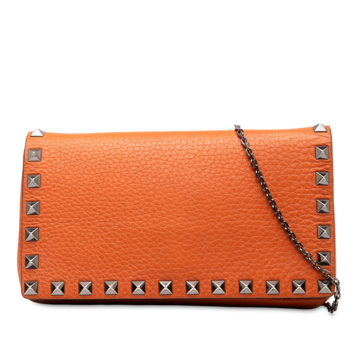 Valentino Pebbled Calfskin Rockstud Clutch on Chain