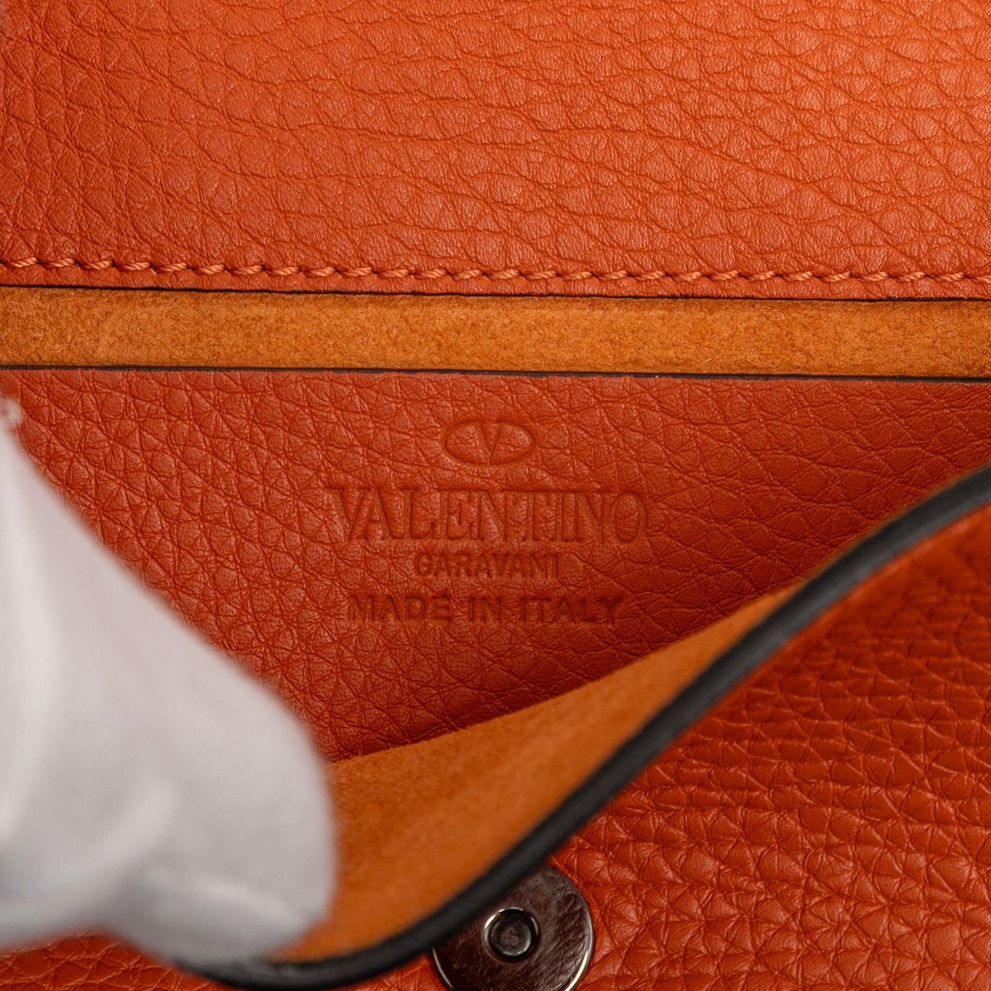 Valentino Pebbled Calfskin Rockstud Clutch on Chain