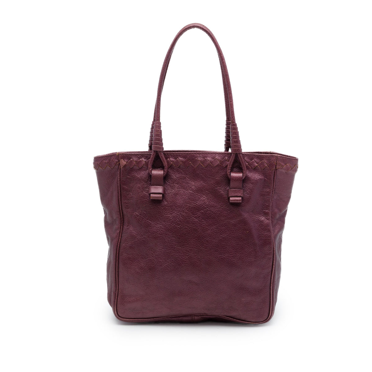 Bottega Veneta Intrecciato Trimmed Cervo Tote — Red