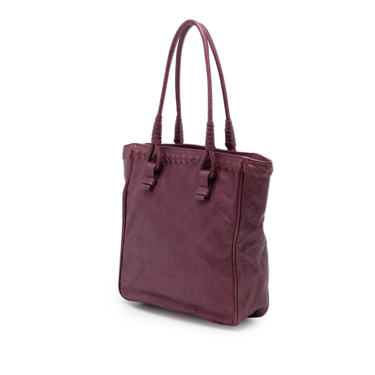 Bottega Veneta Intrecciato Trimmed Cervo Tote — Red