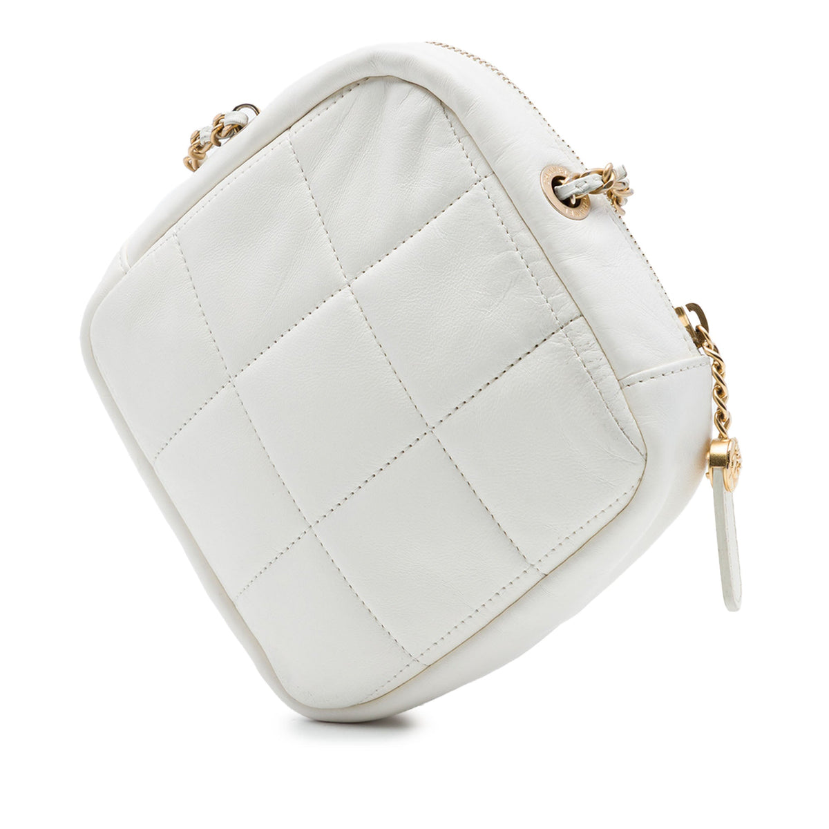 Chanel CC Quilted Lambskin Diamond Clutch with Chain