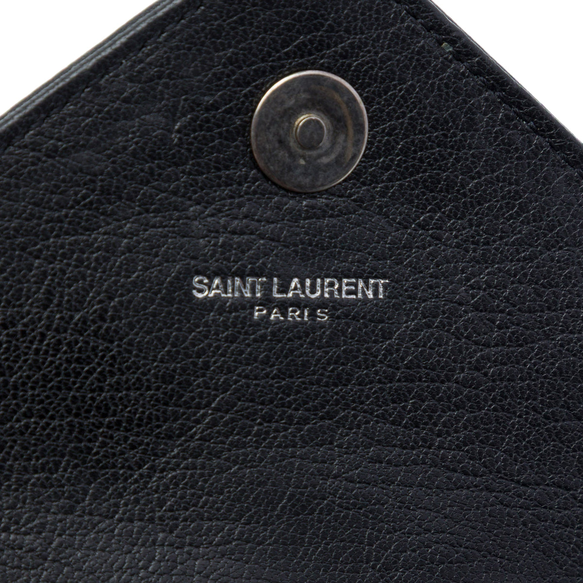Saint Laurent Baby Chevron Sheepskin Monogram Classic Punk Chain Bag — Black