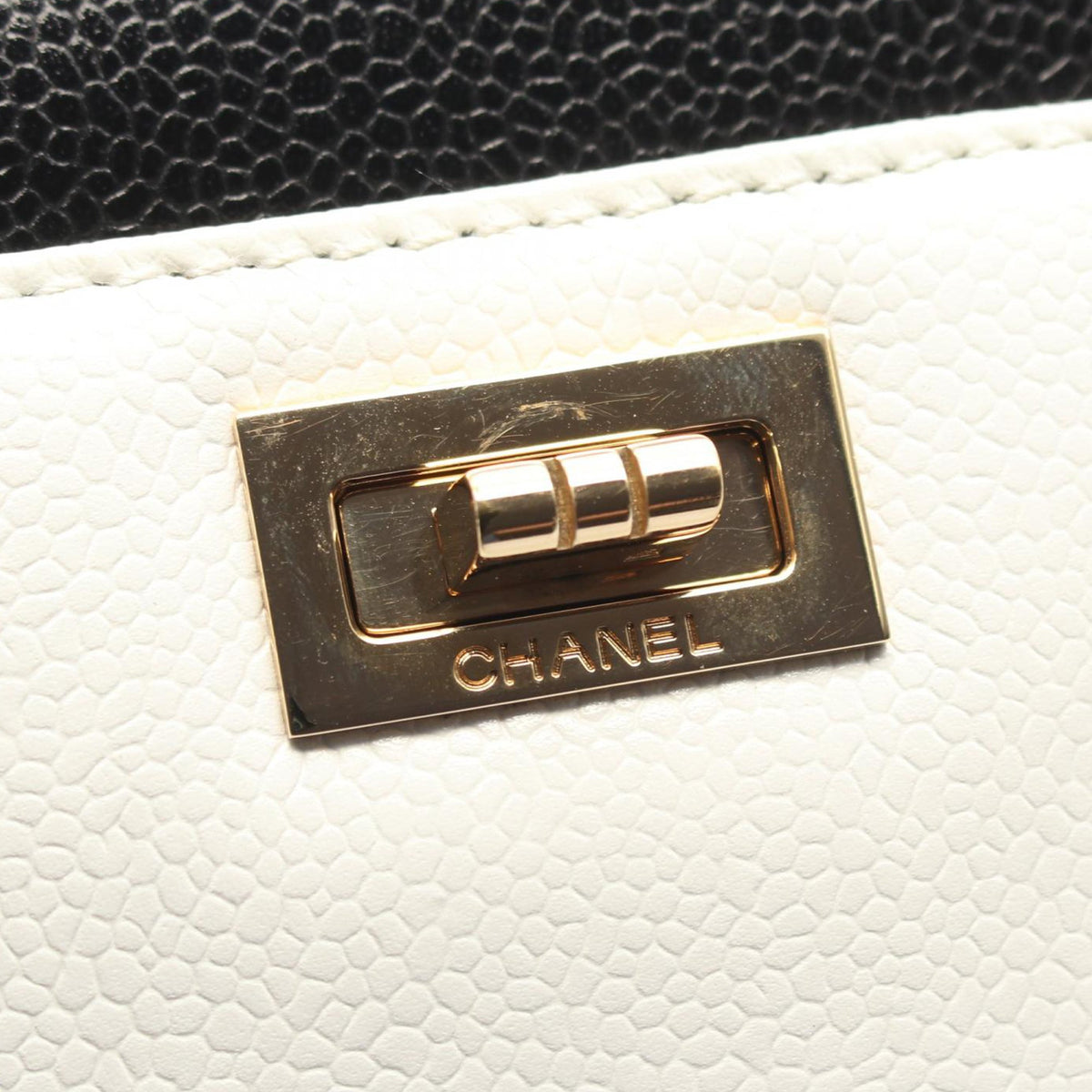 Chanel CC Caviar Reissue 2.55 Tote — White