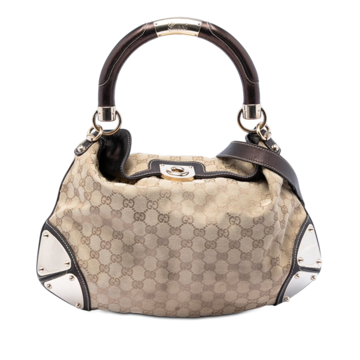 Gucci Medium GG Canvas Bamboo Indy Hobo