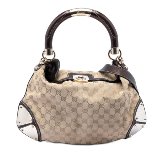 Gucci Medium GG Canvas Bamboo Indy Hobo
