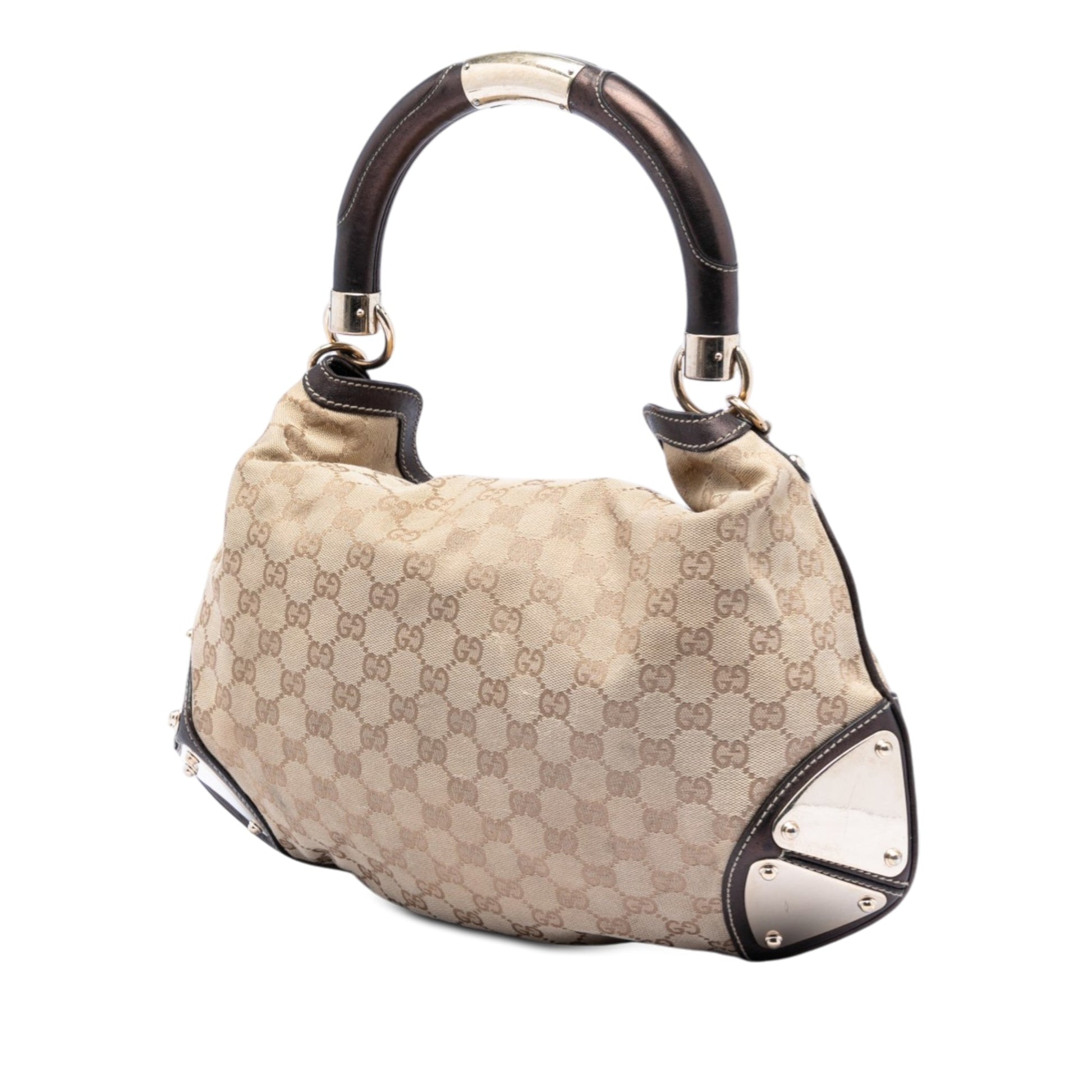 Gucci Medium GG Canvas Bamboo Indy Hobo