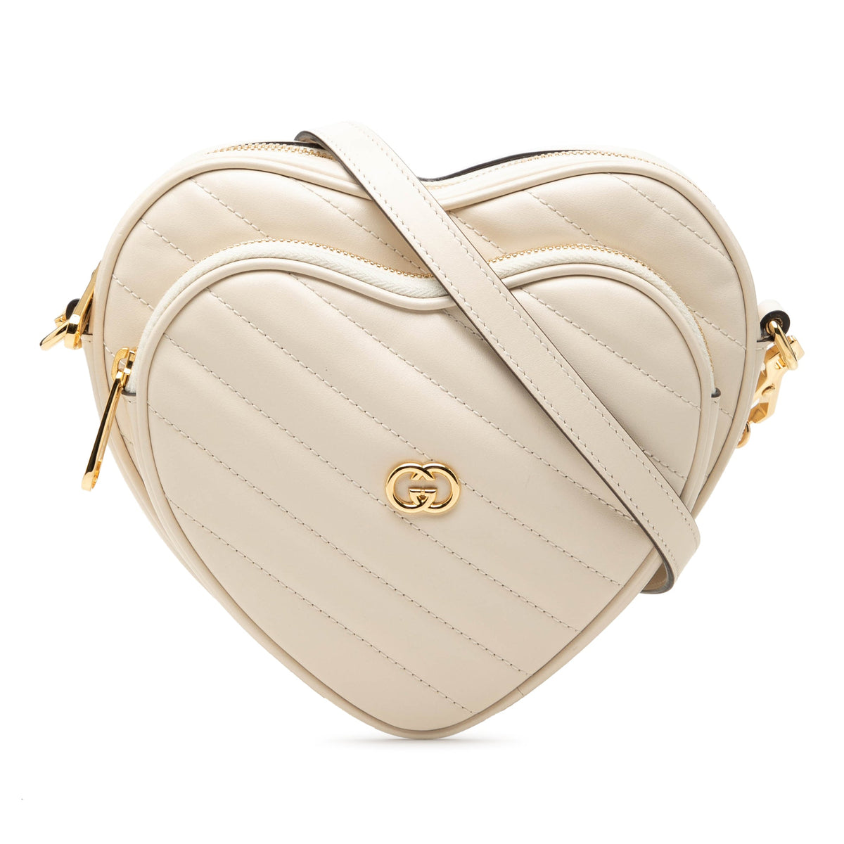 Gucci Mini Matelasse Diagonal Calfskin Interlocking G Heart Crossbody