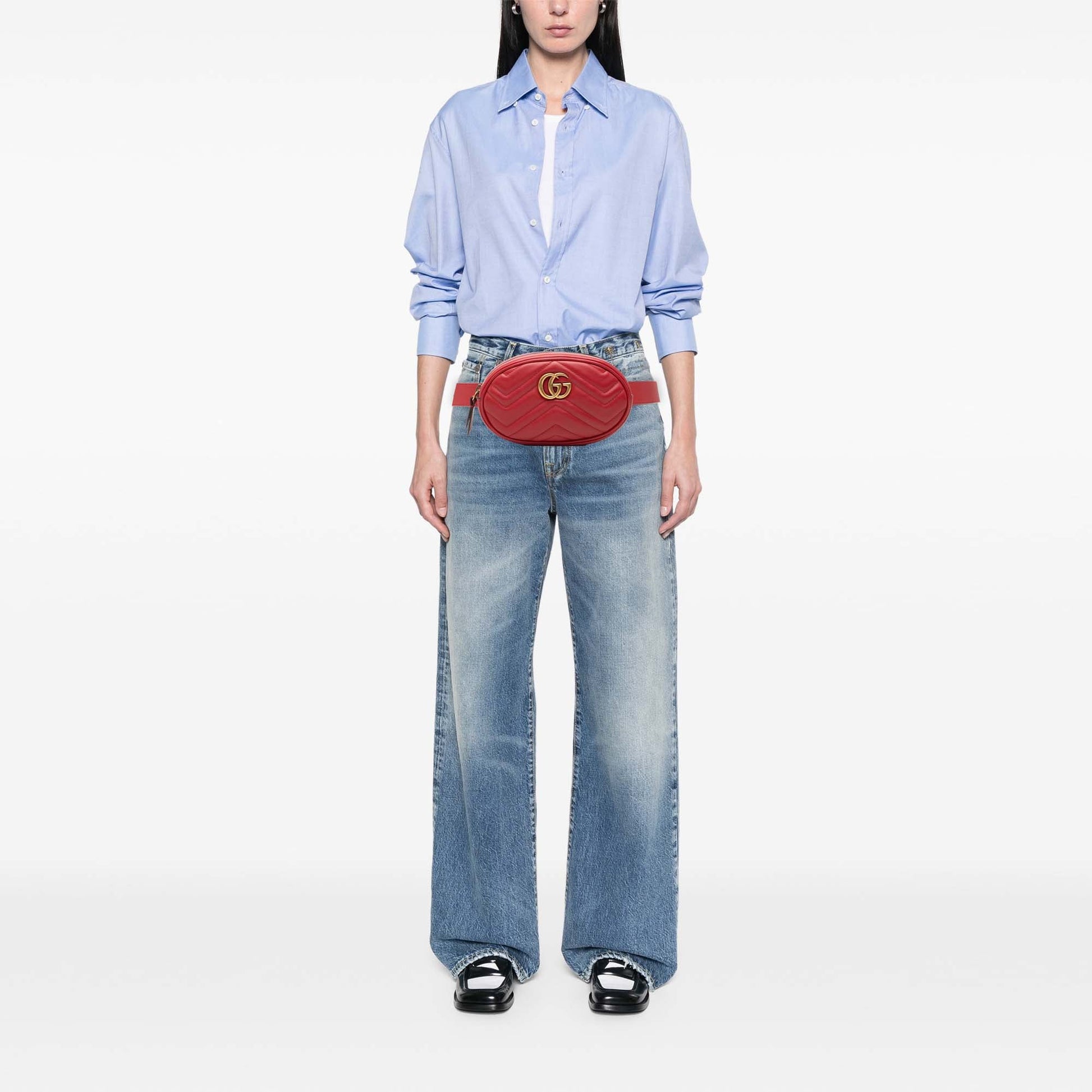 Gucci GG Marmont Matelasse Calfskin Belt Bag