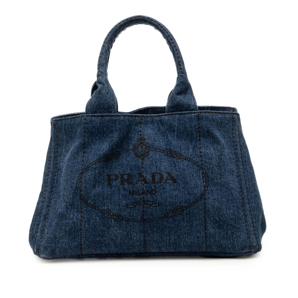 Prada Denim Canapa Logo Tote
