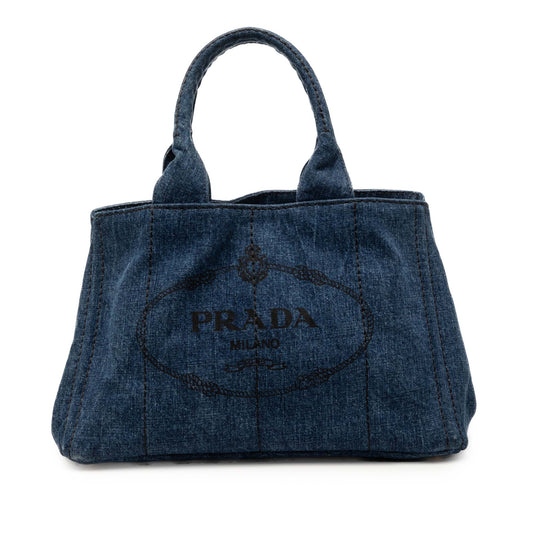 Prada Denim Canapa Logo Tote