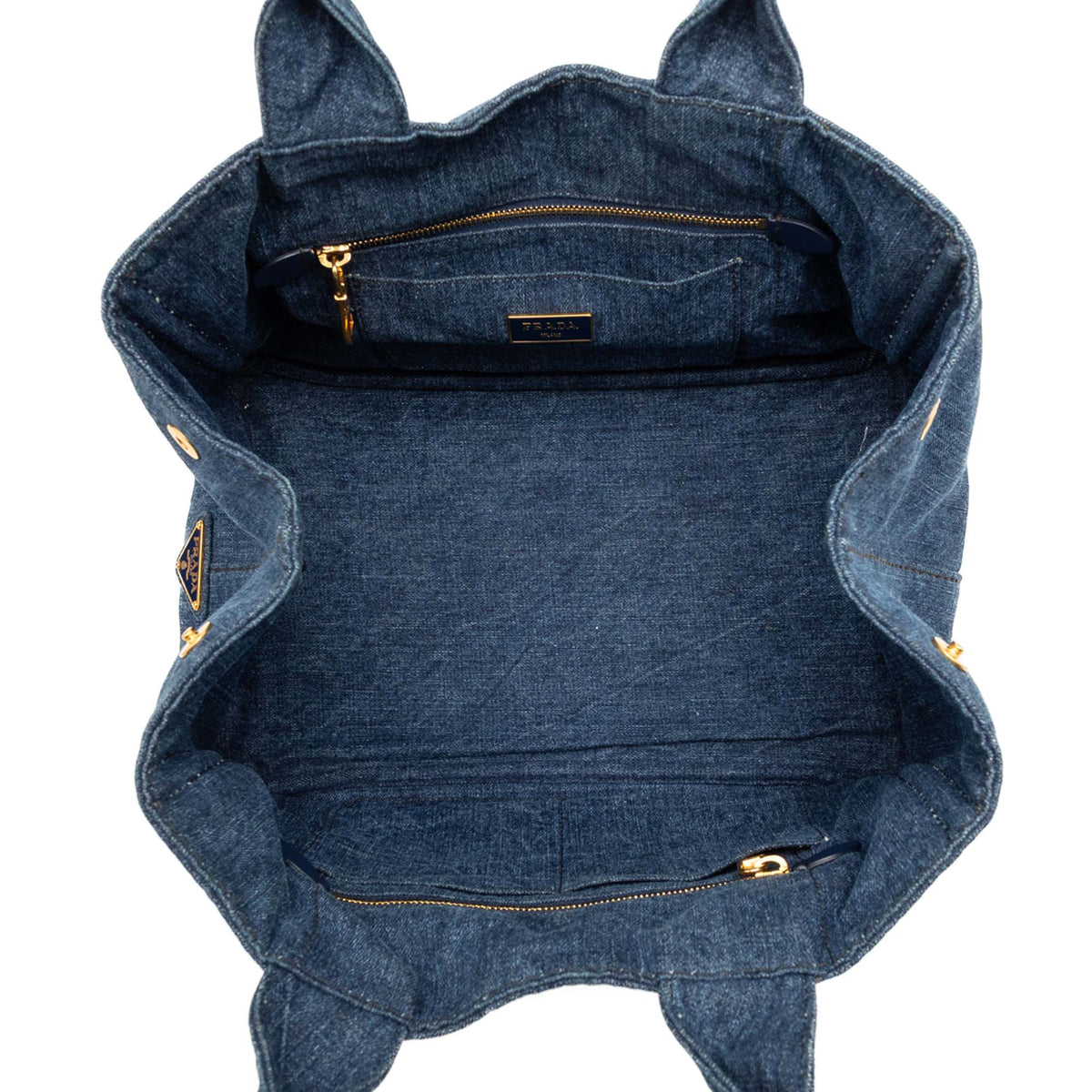 Prada Denim Canapa Logo Tote