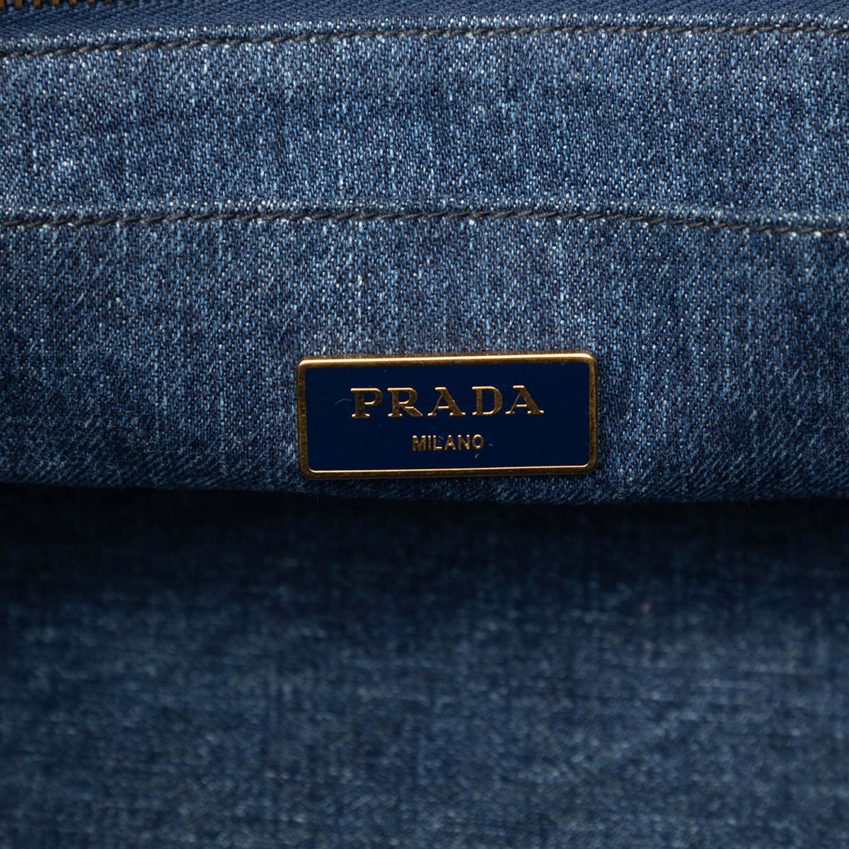 Prada Denim Canapa Logo Tote