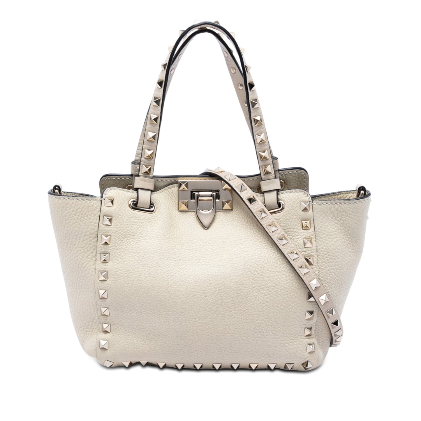 Valentino Mini Pebbled Calfskin Rockstud Trapeze Satchel