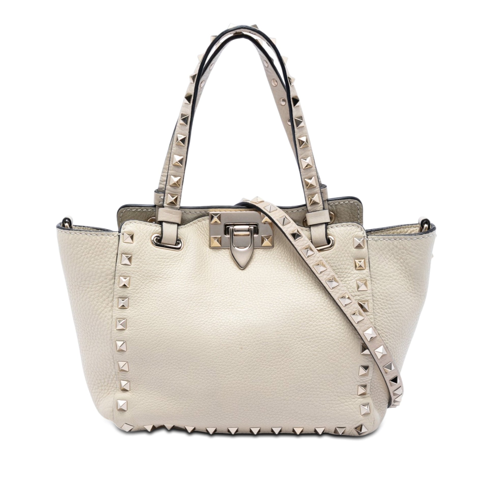 Valentino Mini Pebbled Calfskin Rockstud Trapeze Satchel