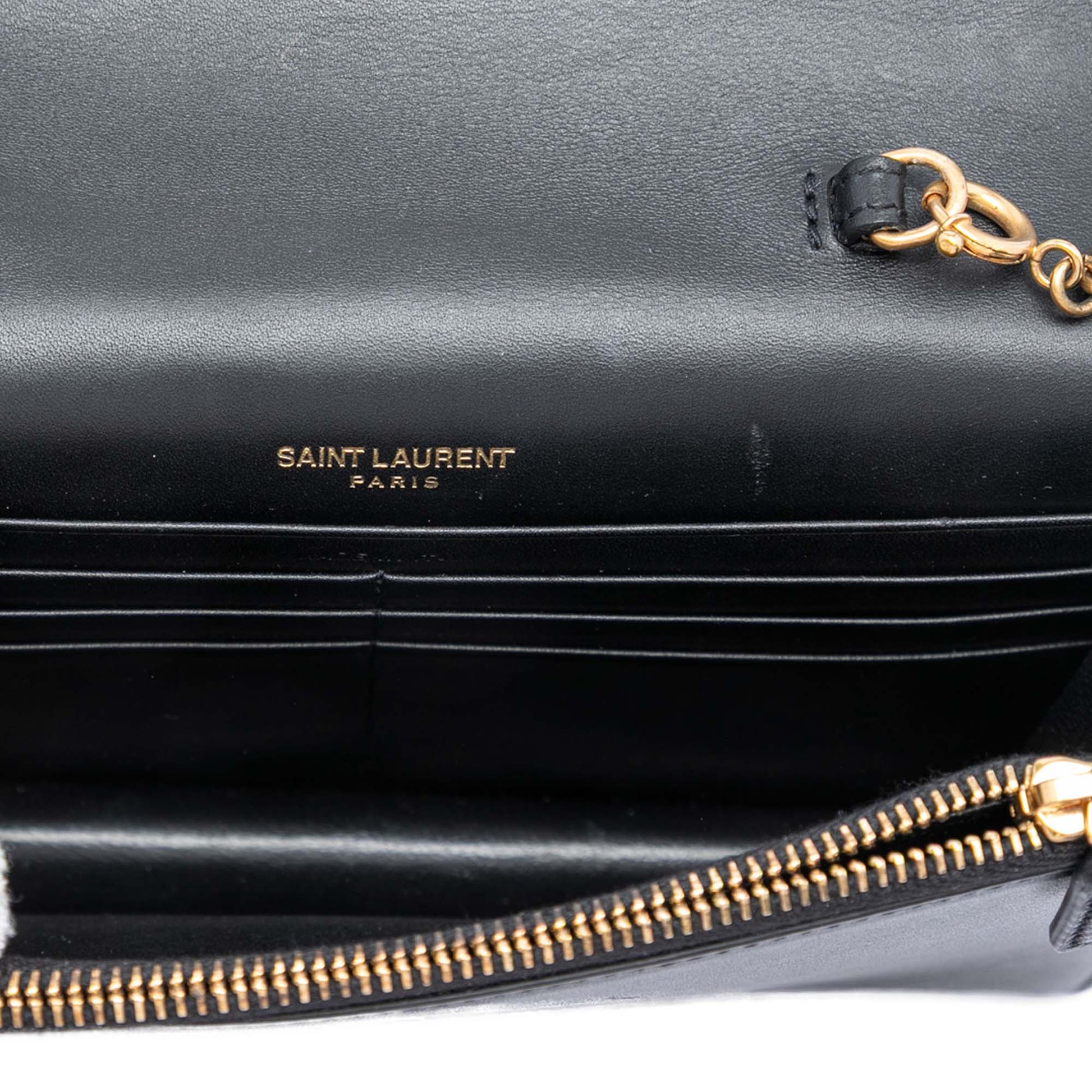 Saint Laurent Smooth Calfskin Monogram Kate Bicolor Tassel Wallet On Strap