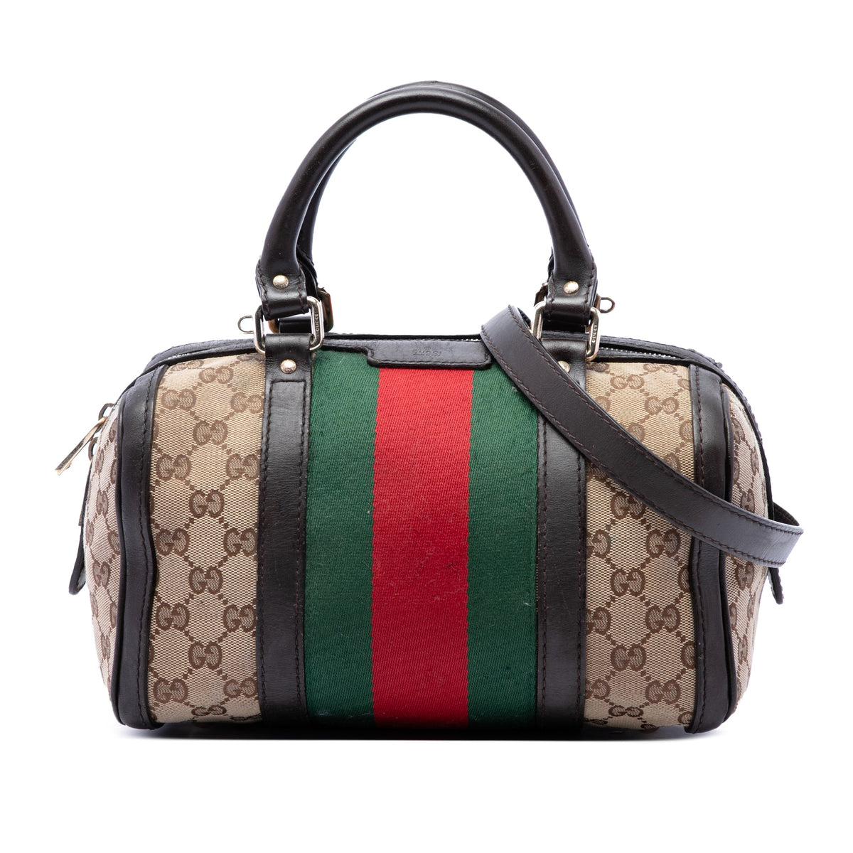 Gucci Small GG Canvas Web Joy Boston Bag — Beige