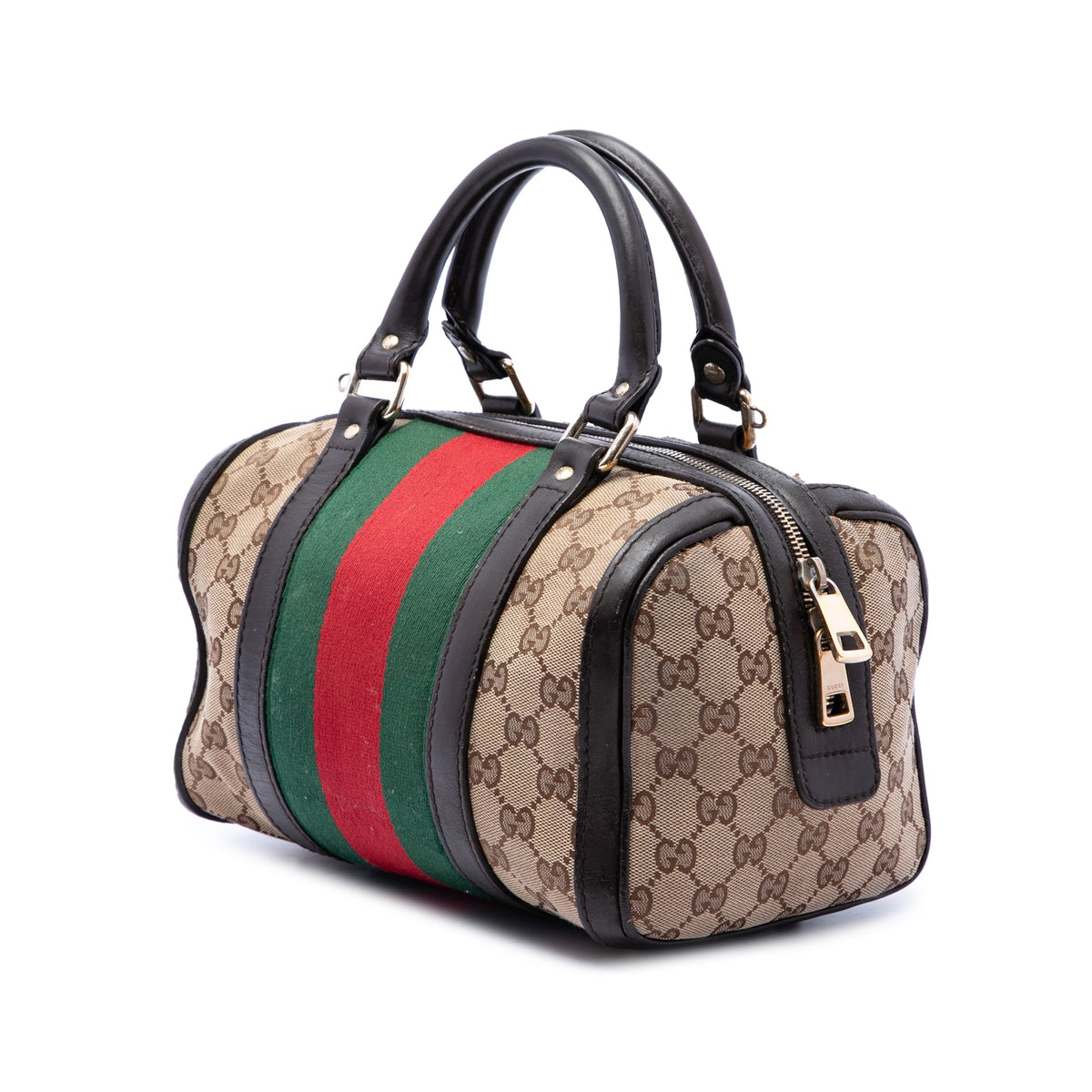 Gucci Small GG Canvas Web Joy Boston Bag — Beige