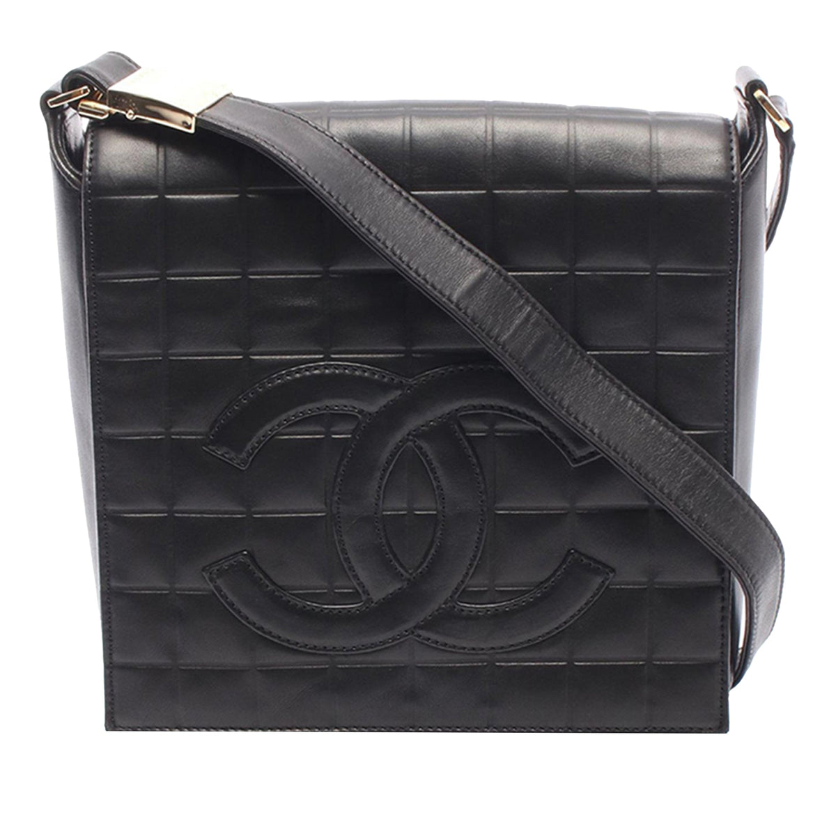 Chanel CC Chocolate Bar Lambskin Shoulder Bag — Black
