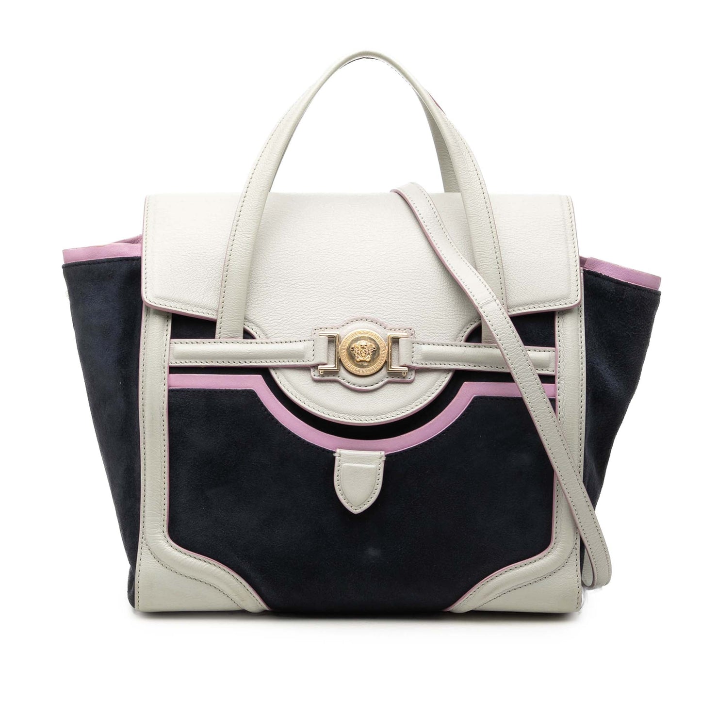 Versace Suede and Goatskin Signature Satchel