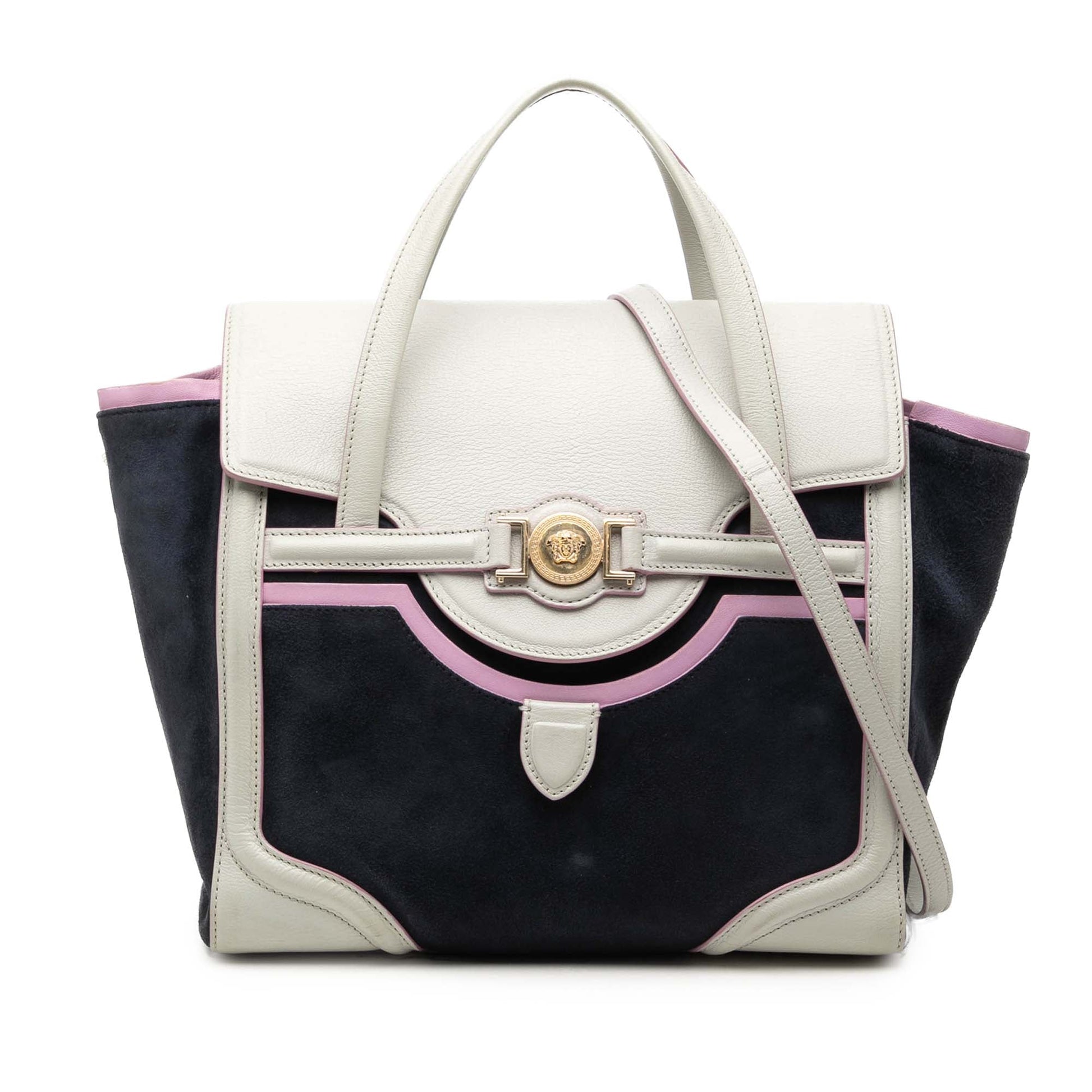 Versace Suede and Goatskin Signature Satchel
