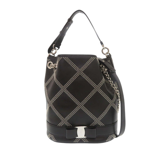 Ferragamo Studded Leather Vara Bow Bucket Bag