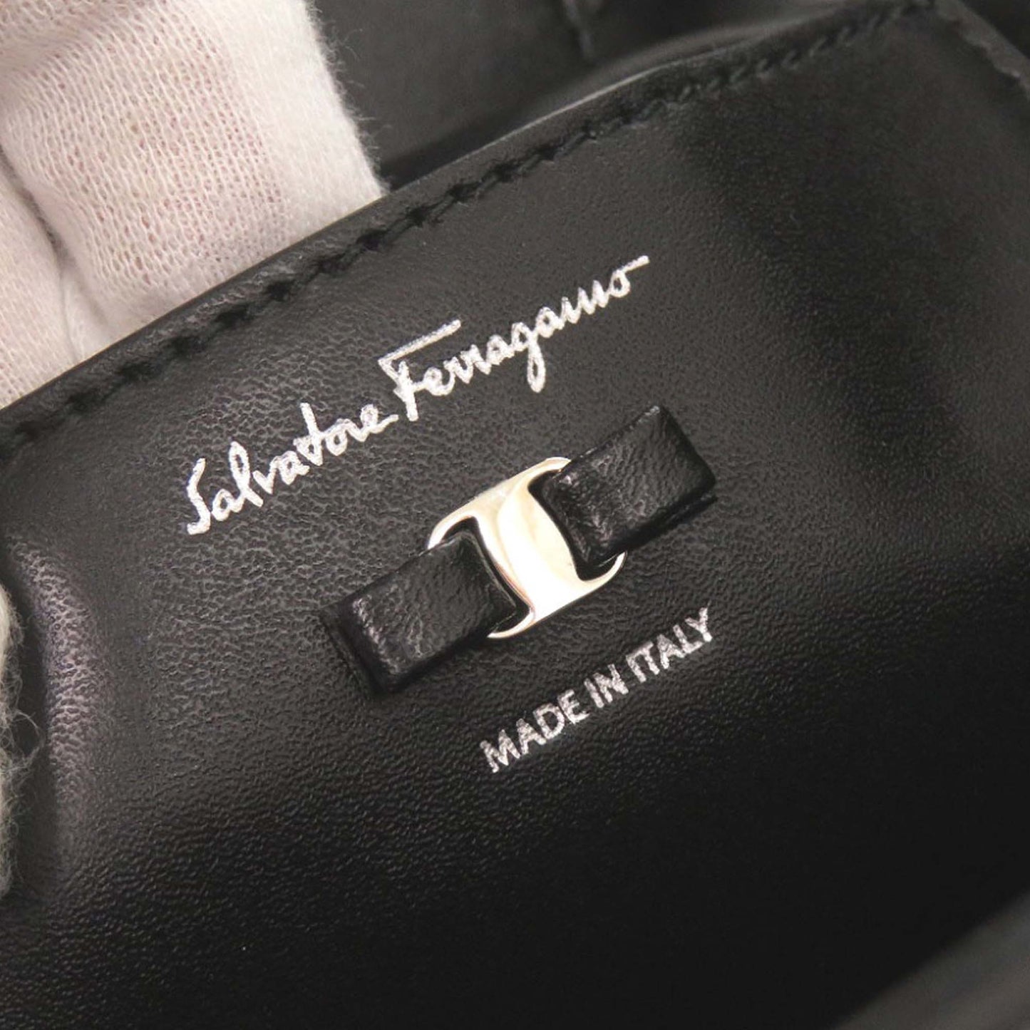 Ferragamo Studded Leather Vara Bow Bucket Bag