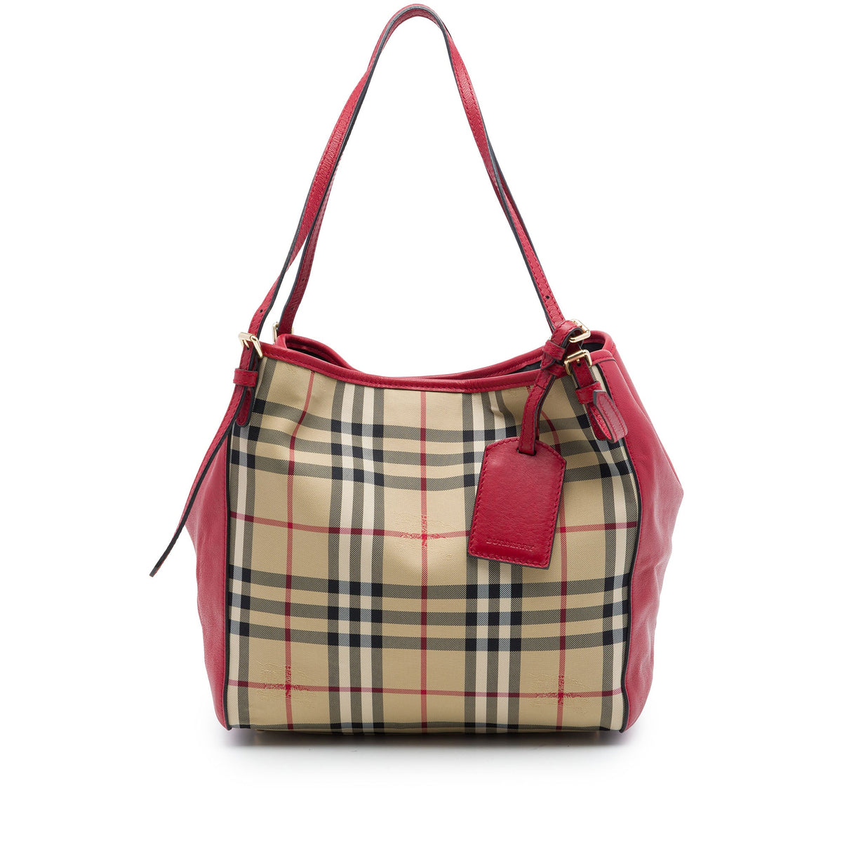 Burberry Small Haymarket Check Nylon and Calfskin Canterbury Tote