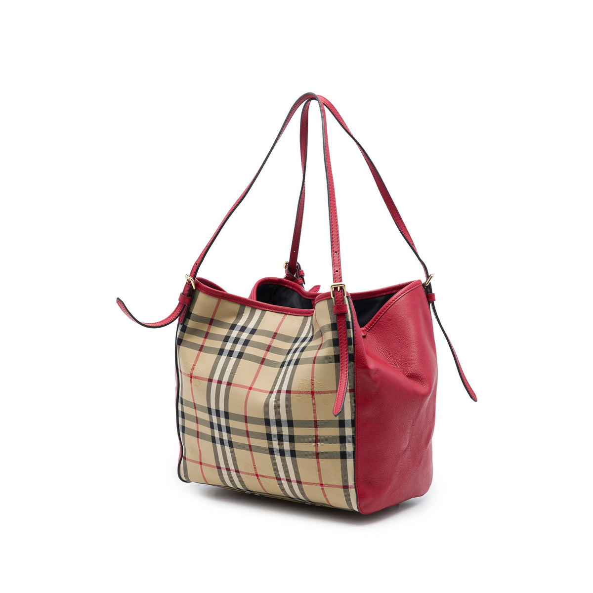 Burberry Small Haymarket Check Nylon and Calfskin Canterbury Tote