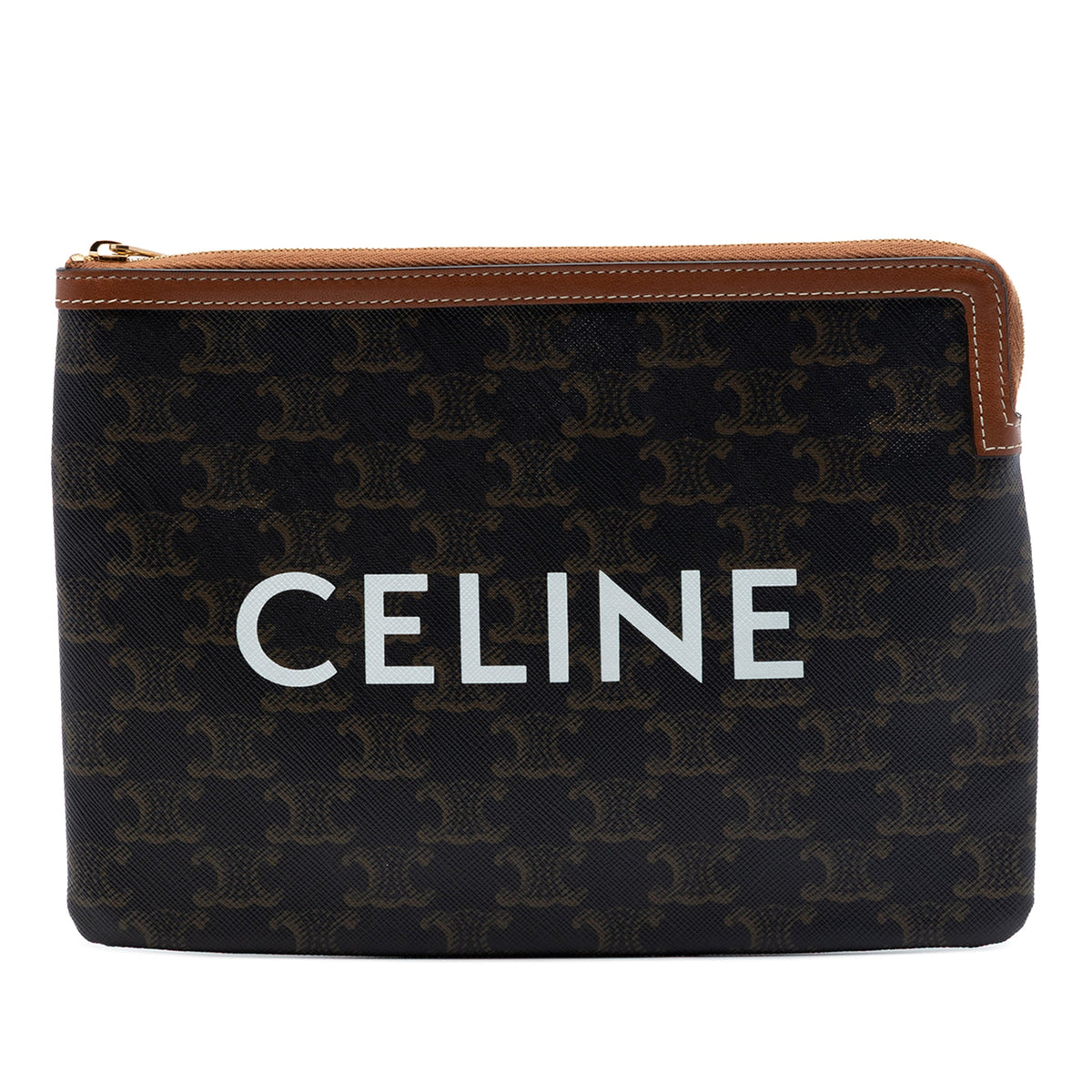 Celine Small Triomphe Coated Canvas Clutch