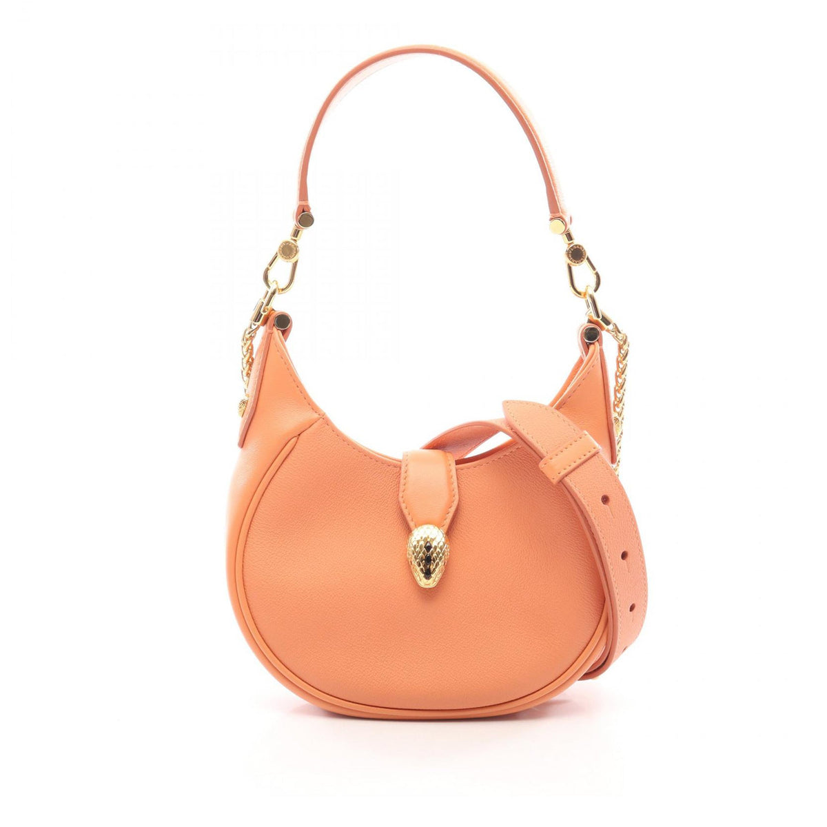 Bvlgari Small Leather Serpenti Ellipse Satchel — Orange