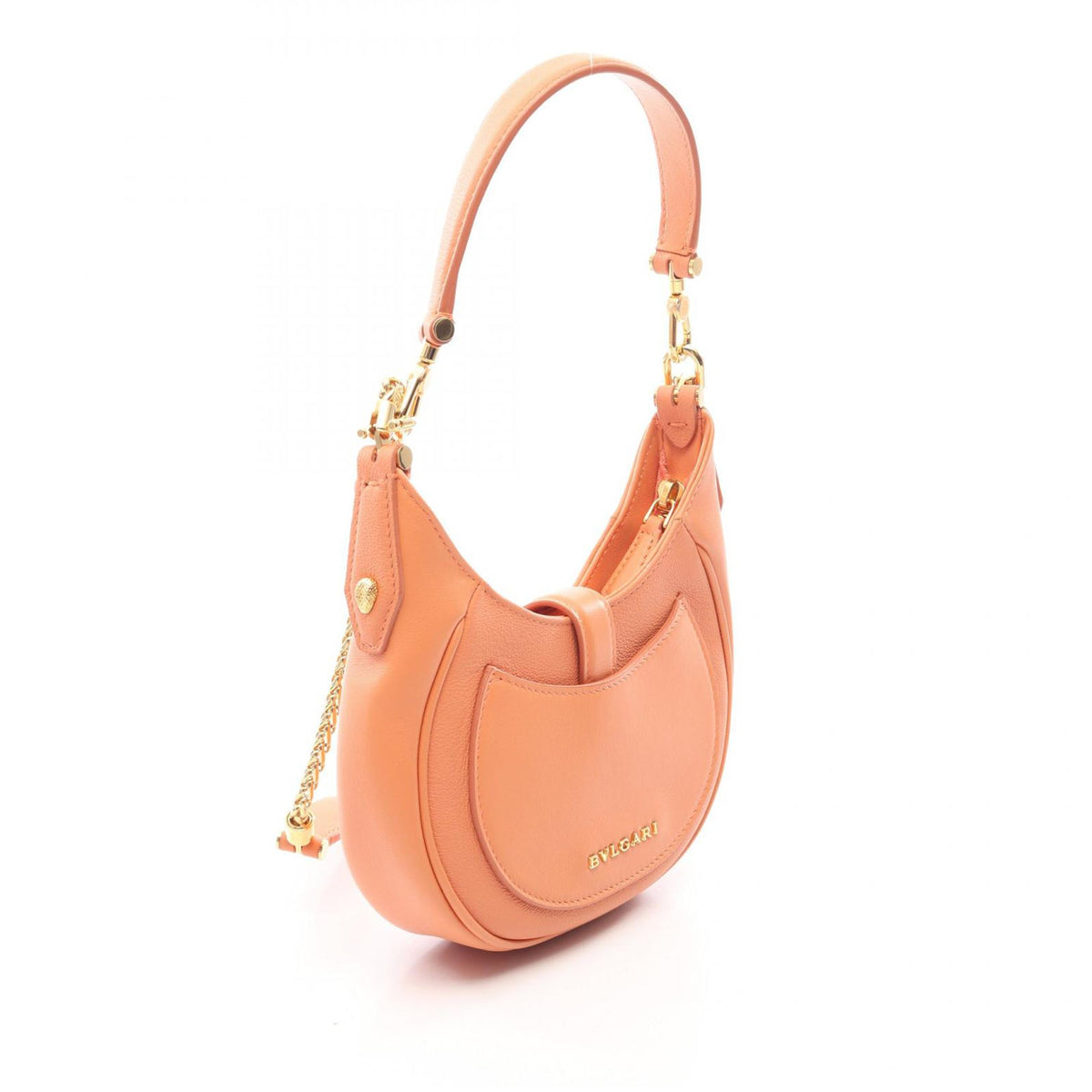 Bvlgari Small Leather Serpenti Ellipse Satchel — Orange