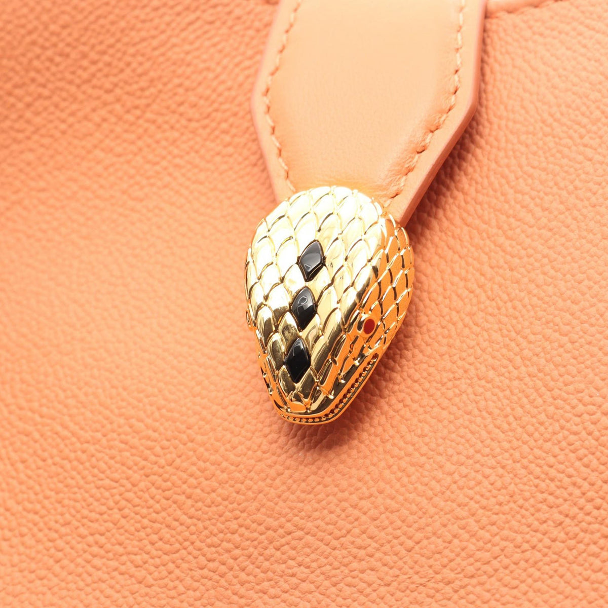 Bvlgari Small Leather Serpenti Ellipse Satchel — Orange