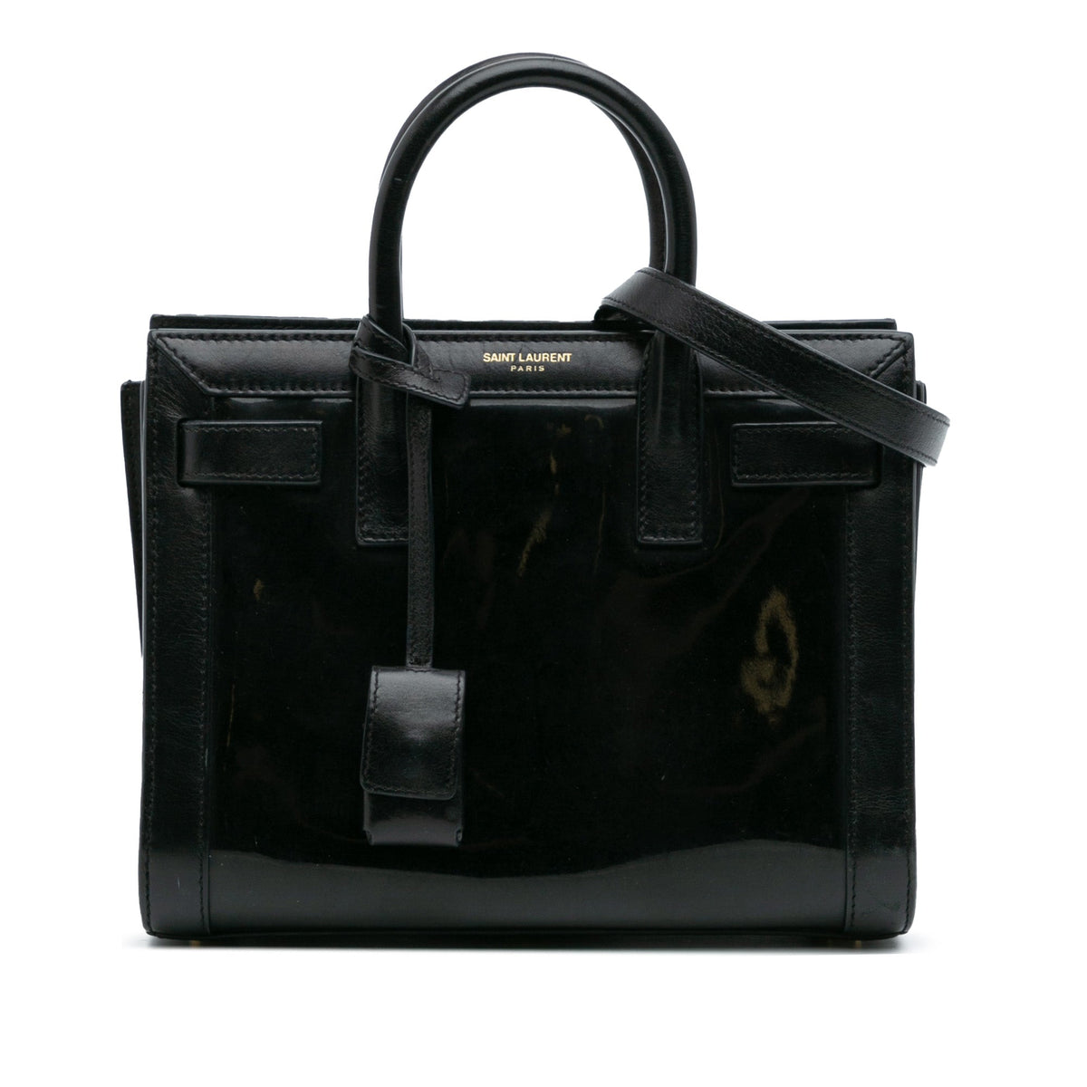Saint Laurent Nano Patent Sac de Jour Satchel — Black