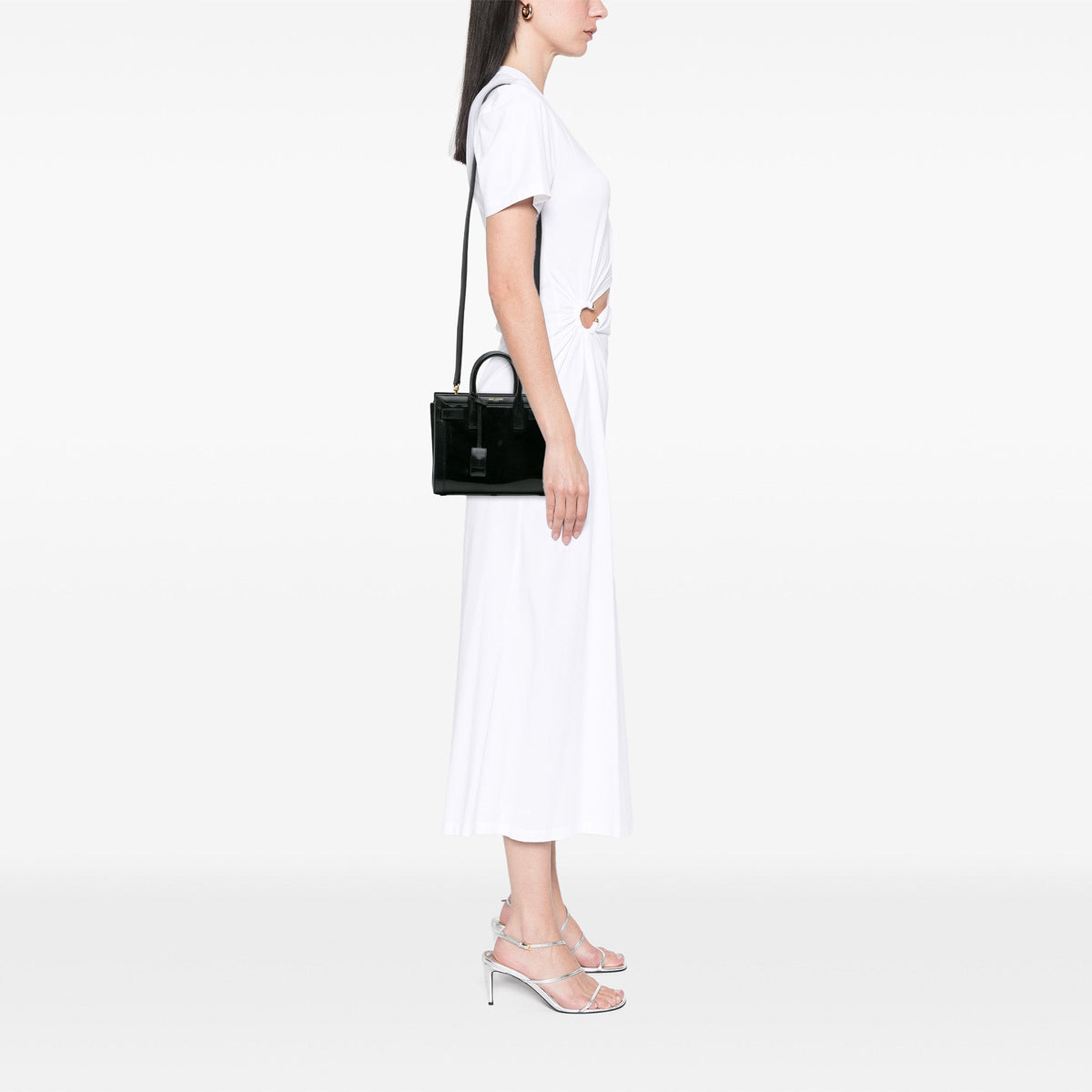 Saint Laurent Nano Patent Sac de Jour Satchel — Black