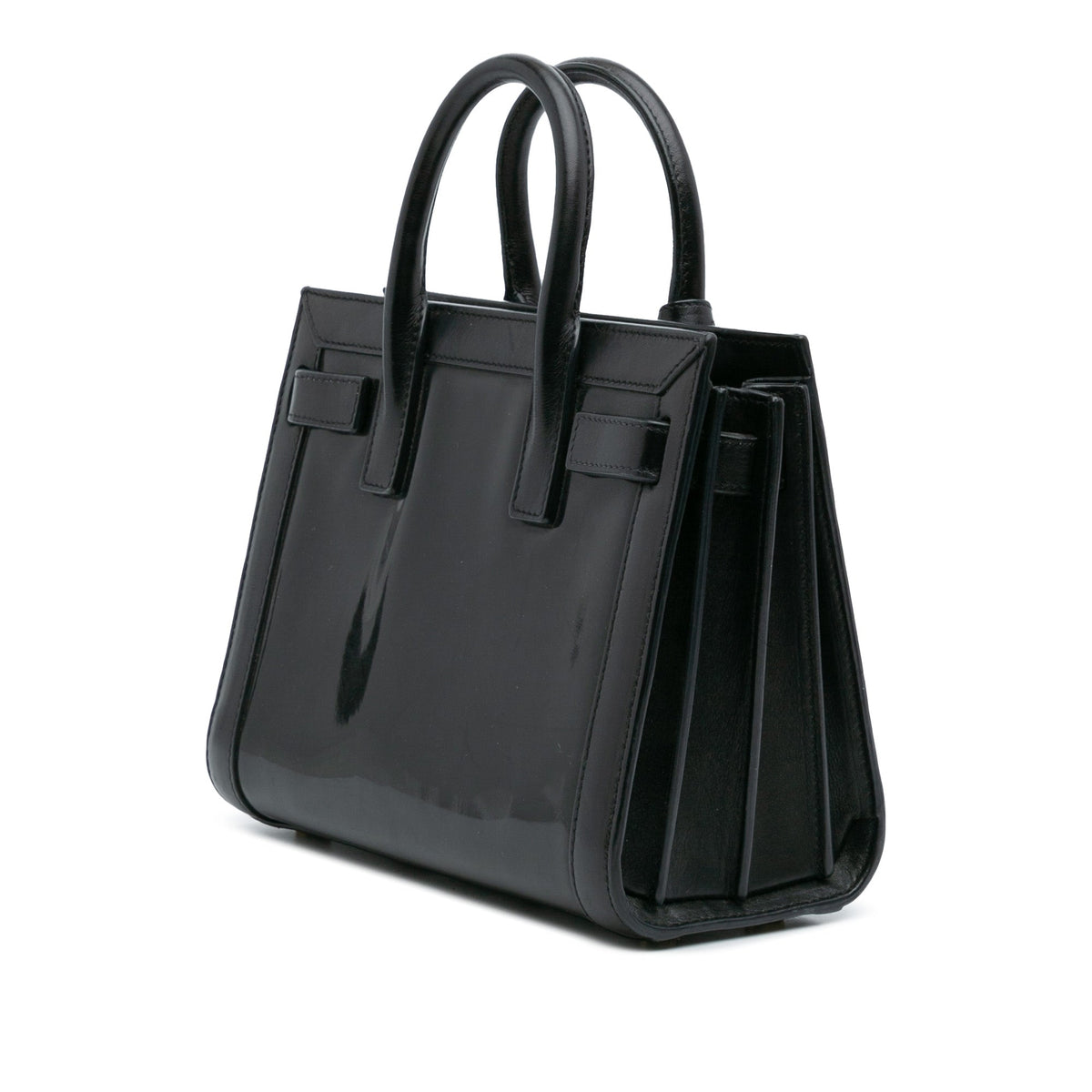 Saint Laurent Nano Patent Sac de Jour Satchel — Black