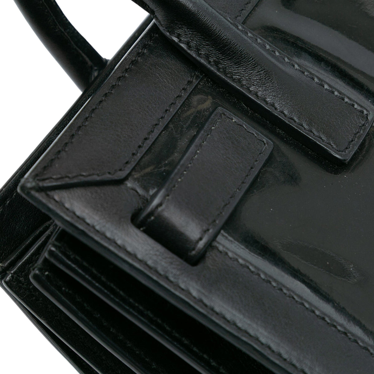 Saint Laurent Nano Patent Sac de Jour Satchel — Black