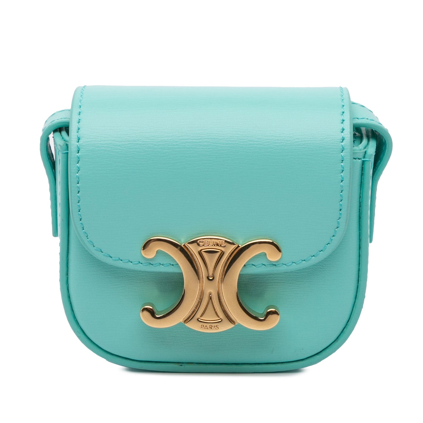 Celine Leather Triomphe AirPods Case with Strap