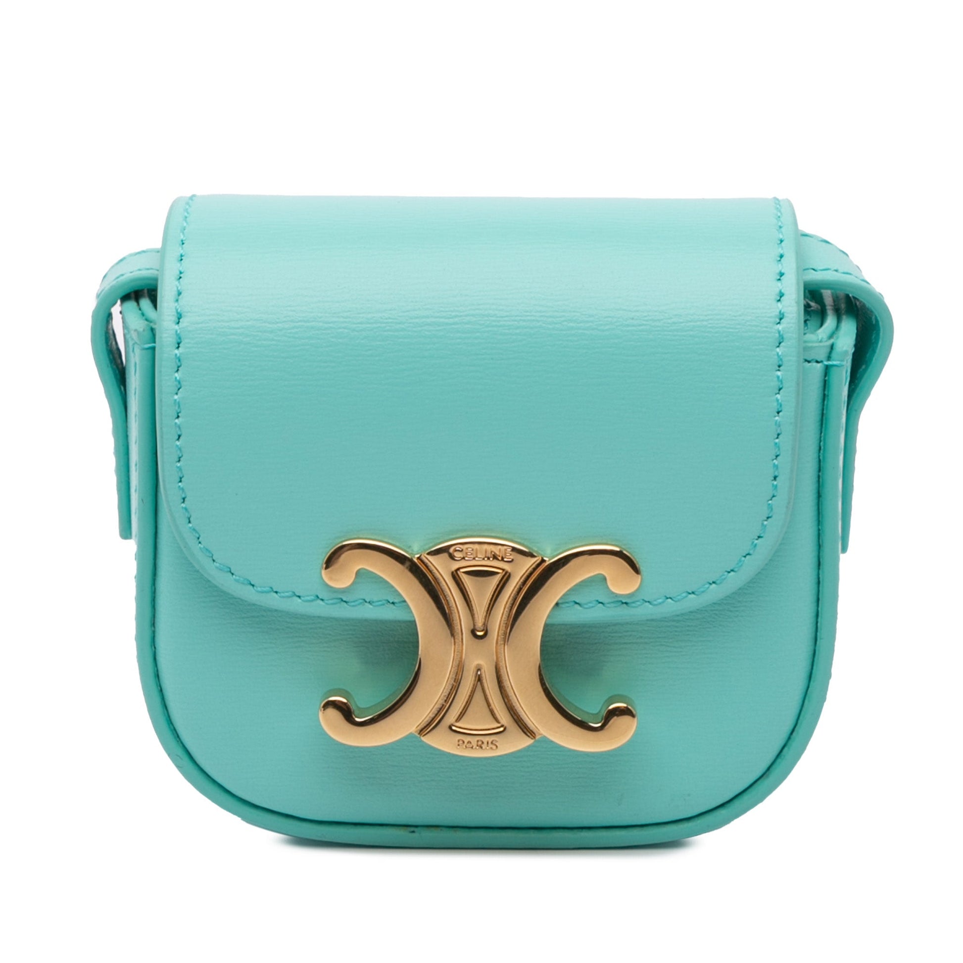 Celine Leather Triomphe AirPods Case with Strap