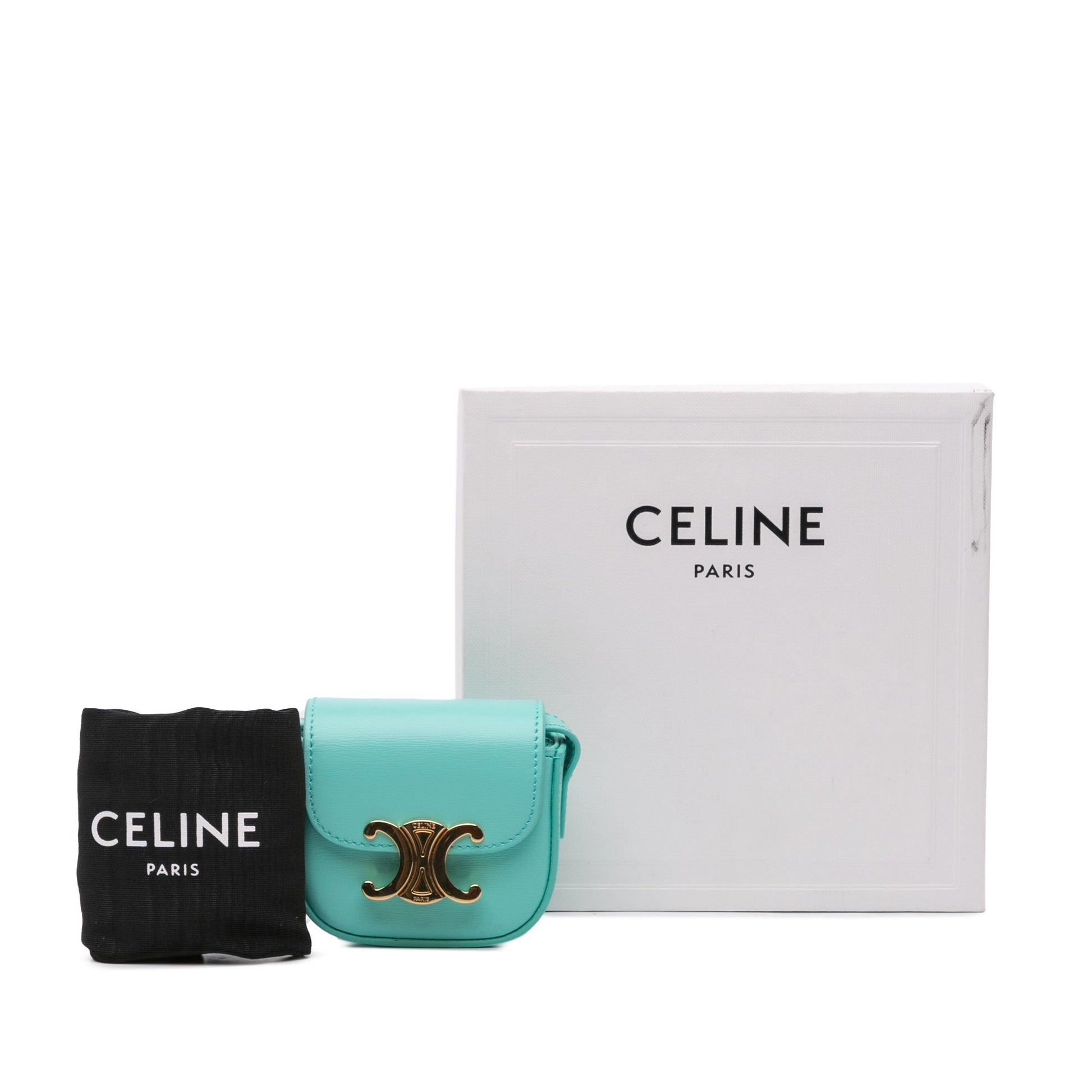 Celine Leather Triomphe AirPods Case with Strap