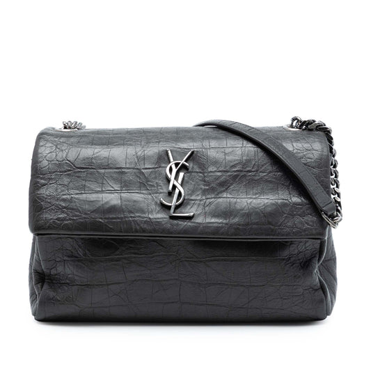Saint Laurent Medium Croc Embossed Calfskin Monogram West Hollywood Crossbody